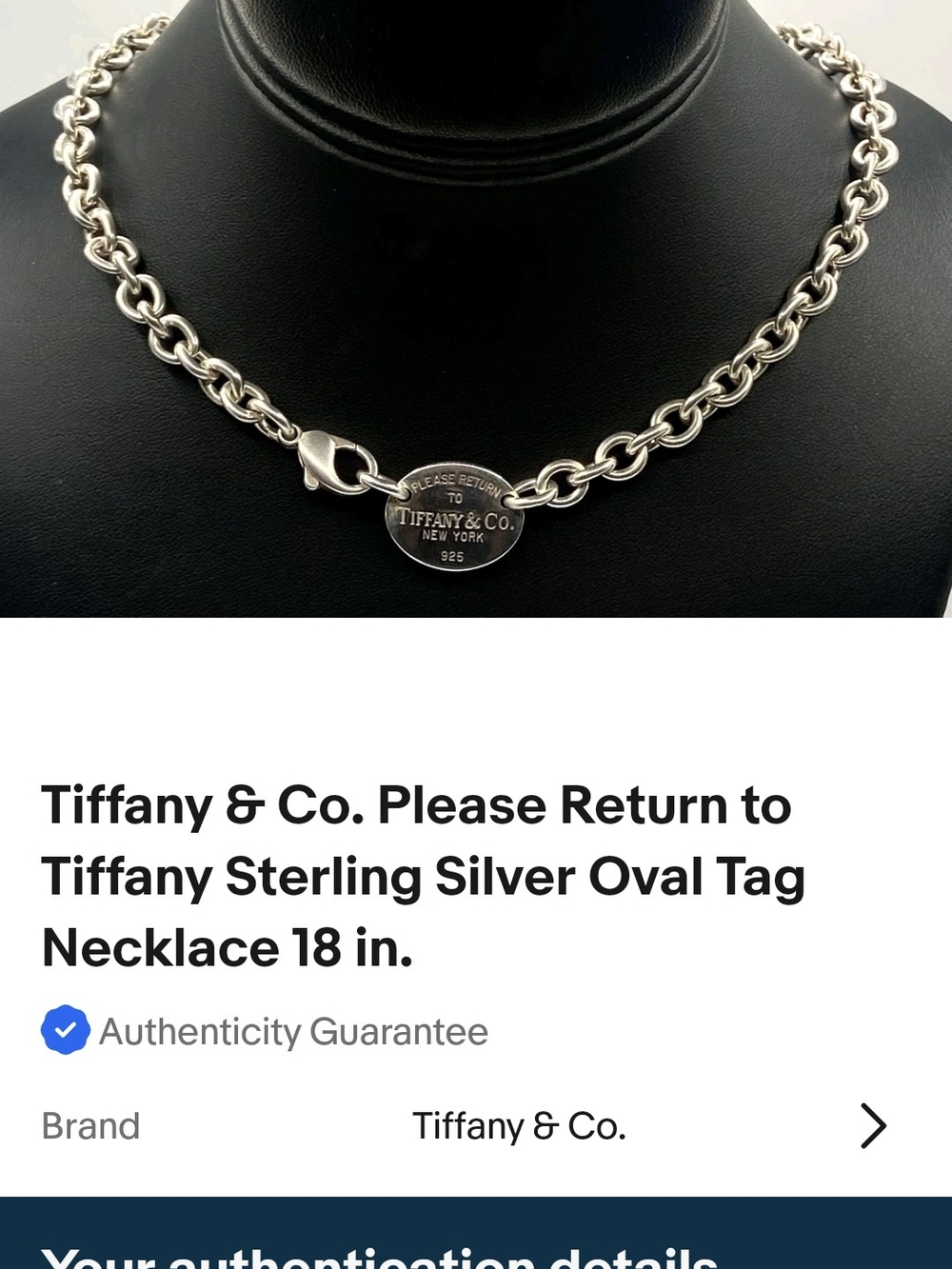 EUC Tiffany & Co. Sterling Silver 'Please Return to Tiffany' Link Necklace - Picture 2 of 6
